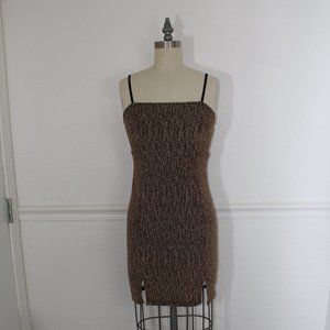 WILD FABLE BLACK & GOLD KNIT BODYCON WITH TWO SLITS SIZE SMALL